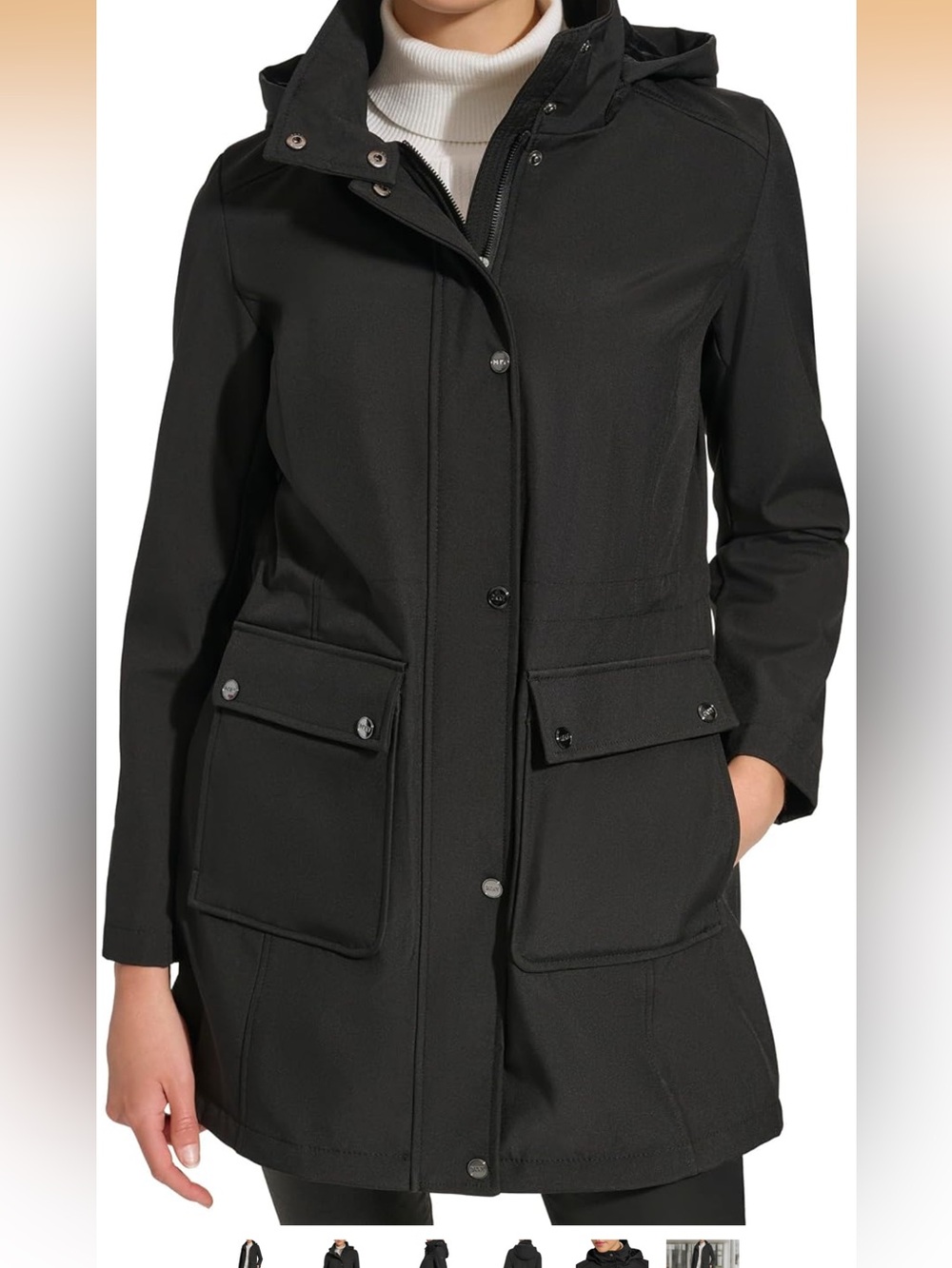 Dkny black utility rain coat lk nu sz small